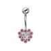 Multi Jeweled Heart Silver Belly Ring - Monster Piercing