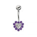 Multi Jeweled Heart Silver Belly Ring - Monster Piercing