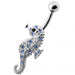 Jeweled Sea Horse Silver Navel Ring - Monster Piercing