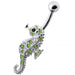 Jeweled Sea Horse Silver Navel Ring - Monster Piercing