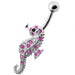 Jeweled Sea Horse Silver Navel Ring - Monster Piercing