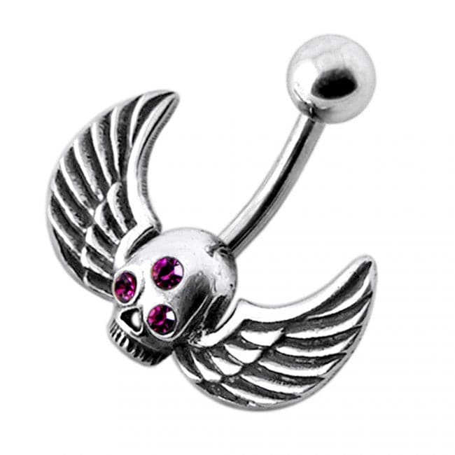 Skull Angel Silver Navel Ring - Monster Piercing