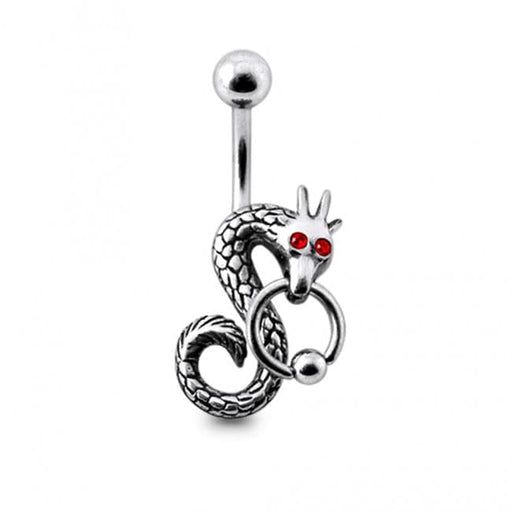 Silver Dragon Navel Ring - Monster Piercing