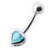 Jeweled Heart Silver Belly Ring - Monster Piercing