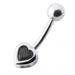 Jeweled Heart Silver Belly Ring - Monster Piercing