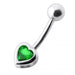 Jeweled Heart Silver Belly Ring - Monster Piercing