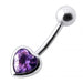 Jeweled Big Heart Silver Belly Ring - Monster Piercing