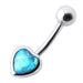 Jeweled Big Heart Silver Belly Ring - Monster Piercing