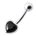 Jeweled Big Heart Silver Belly Ring - Monster Piercing