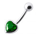 Jeweled Big Heart Silver Belly Ring - Monster Piercing