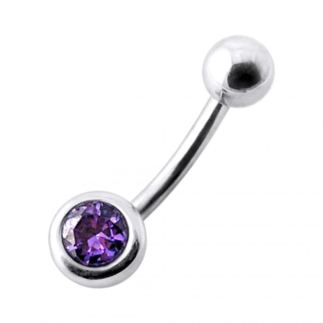 Jeweled Ball Silver Belly Ring - Monster Piercing