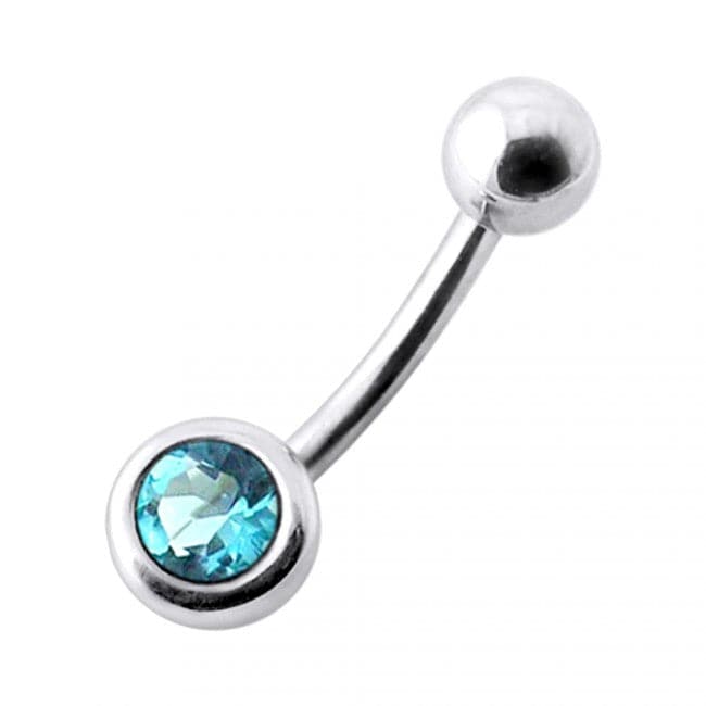 Jeweled Ball Silver Belly Ring - Monster Piercing