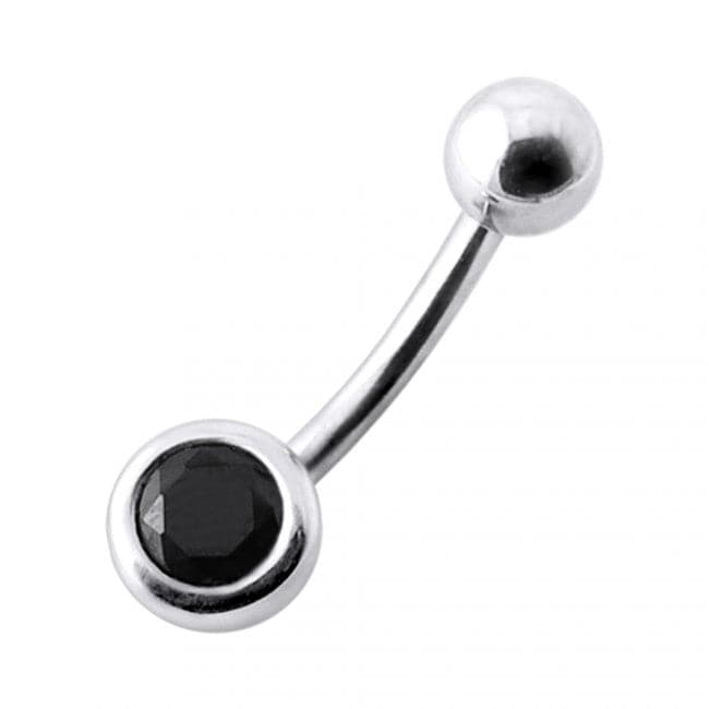 Jeweled Ball Silver Belly Ring - Monster Piercing