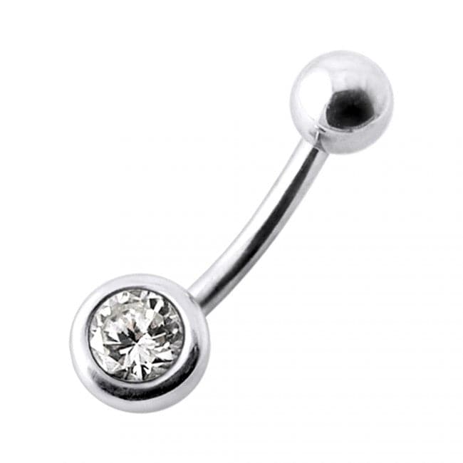 Jeweled Ball Silver Belly Ring - Monster Piercing