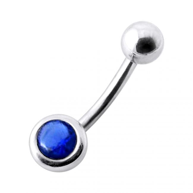 Jeweled Ball Silver Belly Ring - Monster Piercing