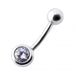 Jeweled Ball Silver Belly Ring - Monster Piercing