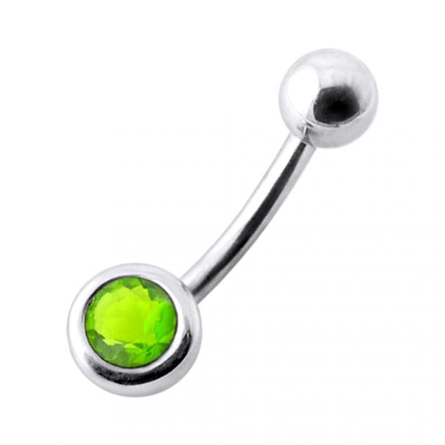 Jeweled Ball Silver Belly Ring - Monster Piercing