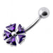 Jeweled Irish Flower Silver Belly Ring - Monster Piercing