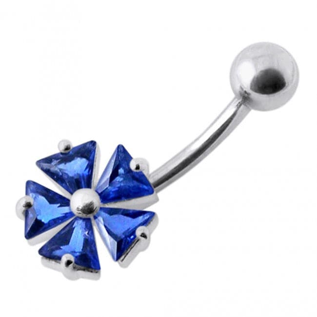 Jeweled Irish Flower Silver Belly Ring - Monster Piercing