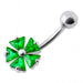 Jeweled Irish Flower Silver Belly Ring - Monster Piercing