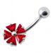 Jeweled Irish Flower Silver Belly Ring - Monster Piercing