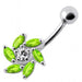 Jeweled Swirl Silver Belly Bar Body Jewelry - Monster Piercing