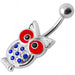 Jeweled Owl Silver Belly Ring - Monster Piercing