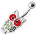 Jeweled Owl Silver Belly Ring - Monster Piercing