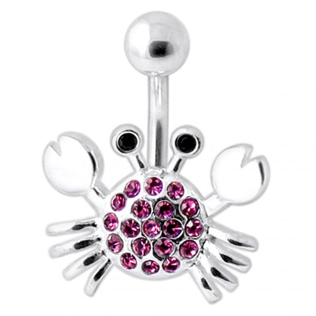 Jeweled Crab Silver Belly Ring - Monster Piercing