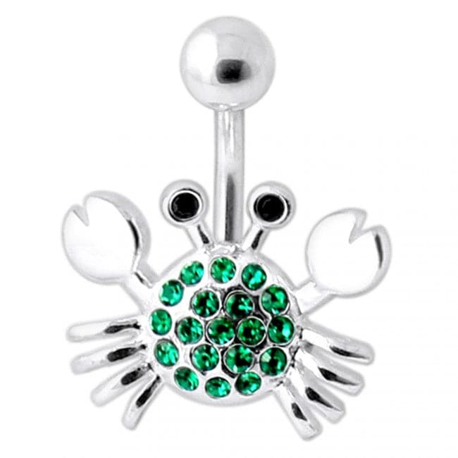 Jeweled Crab Silver Belly Ring - Monster Piercing