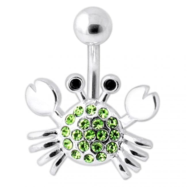 Jeweled Crab Silver Belly Ring - Monster Piercing