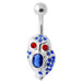 Red Eye Jeweled Owl Navel Bar - Monster Piercing