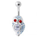 Red Eye Jeweled Owl Navel Bar - Monster Piercing