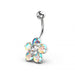 Jewelled Flower Non Dangling Navel Bar - Monster Piercing