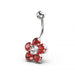 Jewelled Flower Non Dangling Navel Bar - Monster Piercing