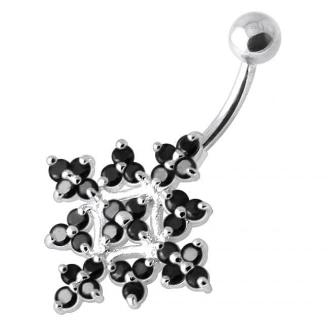 Multi Jeweled Big Flower Non Dangling Belly Bar - Monster Piercing