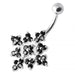 Multi Jeweled Big Flower Non Dangling Belly Bar - Monster Piercing