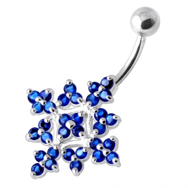 Multi Jeweled Big Flower Non Dangling Belly Bar - Monster Piercing