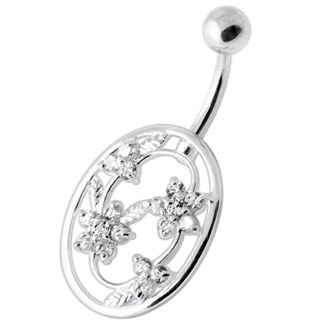 Flower in frame Non Dangling Belly Bar - Monster Piercing