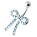 Tied Bow Jeweled Non Dangling Belly Bar - Monster Piercing