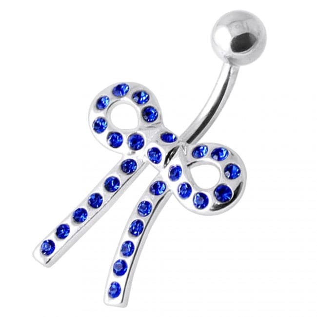 Tied Bow Jeweled Non Dangling Belly Bar - Monster Piercing