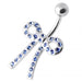 Tied Bow Jeweled Non Dangling Belly Bar - Monster Piercing