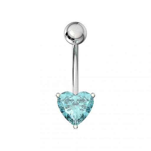 Single Jeweled Heart in Claw Setting Navel Belly Bar - Monster Piercing