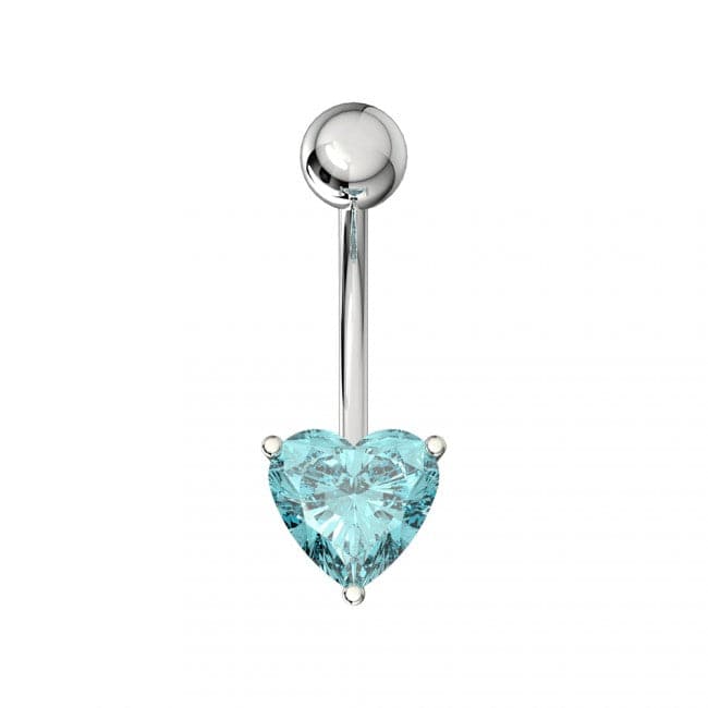 Single Jeweled Heart in Claw Setting Navel Belly Bar - Monster Piercing