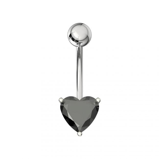 Single Jeweled Heart in Claw Setting Navel Belly Bar - Monster Piercing