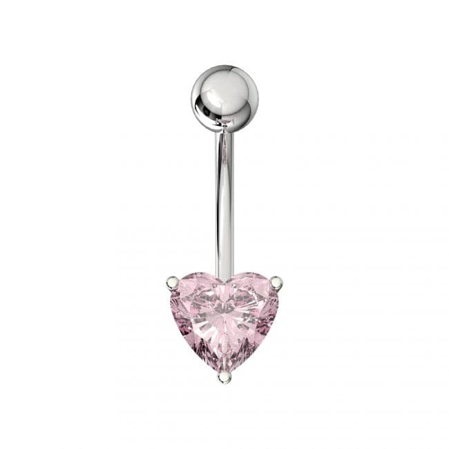 Single Jeweled Heart in Claw Setting Navel Belly Bar - Monster Piercing