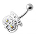 Crowned Owl Silver Navel Belly Bar - Monster Piercing