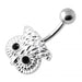 Crowned Owl Silver Navel Belly Bar - Monster Piercing