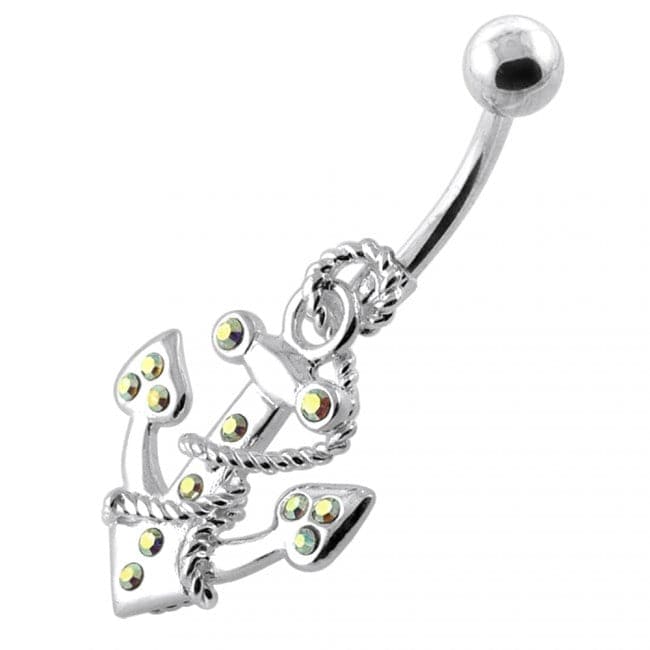 Anchor and Rope Jewelled Navel Bar - Monster Piercing