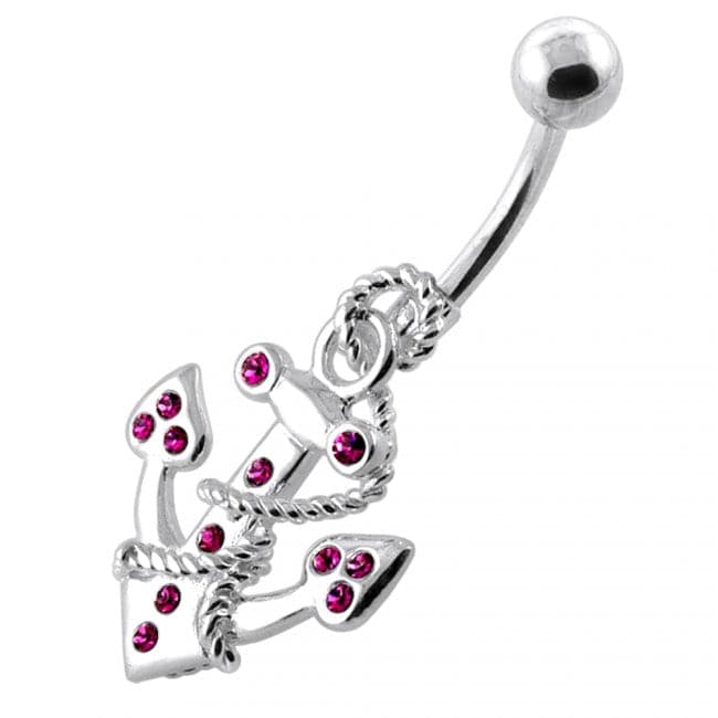 Anchor and Rope Jewelled Navel Bar - Monster Piercing